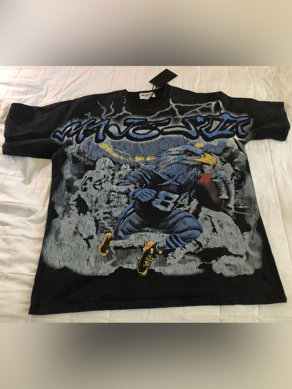 Men's Graphic Football Eagle T-Shirt in Black and Blue